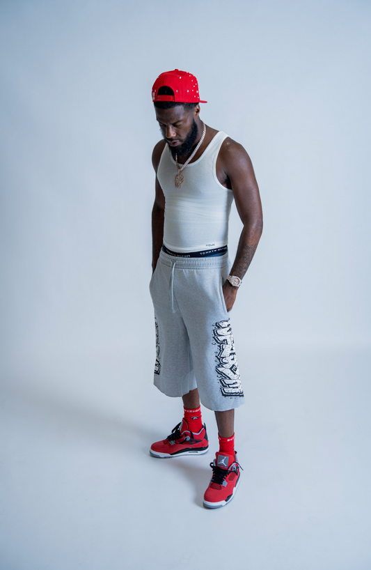 “STRIVERS” Graffiti 3/4 Shorts-GREY