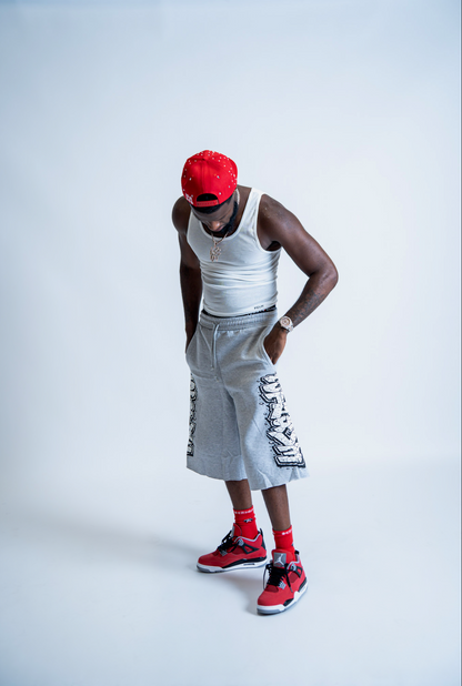 “STRIVERS” Graffiti 3/4 Shorts-GREY